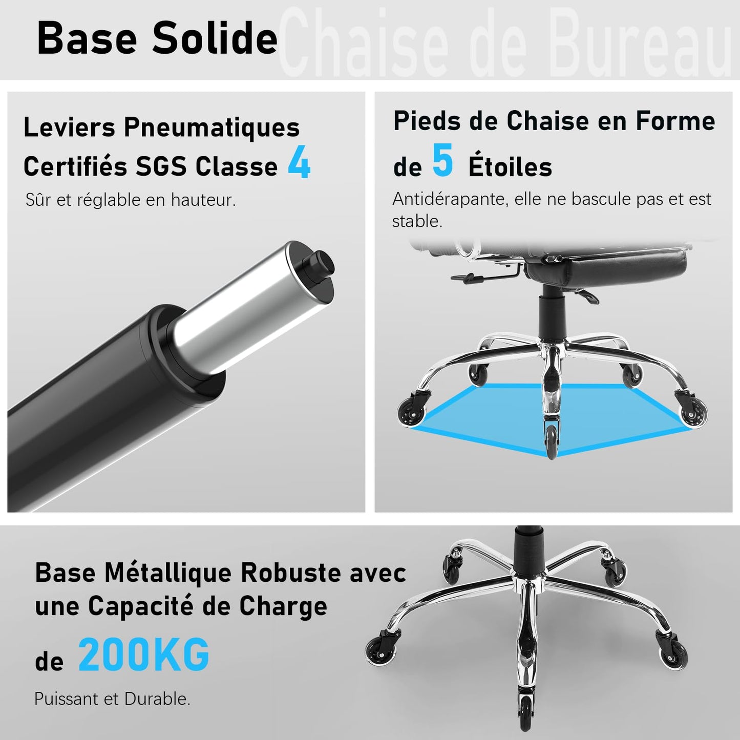 Fauteuil de Bureau, Chaise Ergonomique Gaming avec Repose-pieds Rétractable, Chaise de Bureau Confortable avec Roulettes en Caoutchouc et Coussins Lombaires, Fauteuil de Direction 200 kg (Noir)