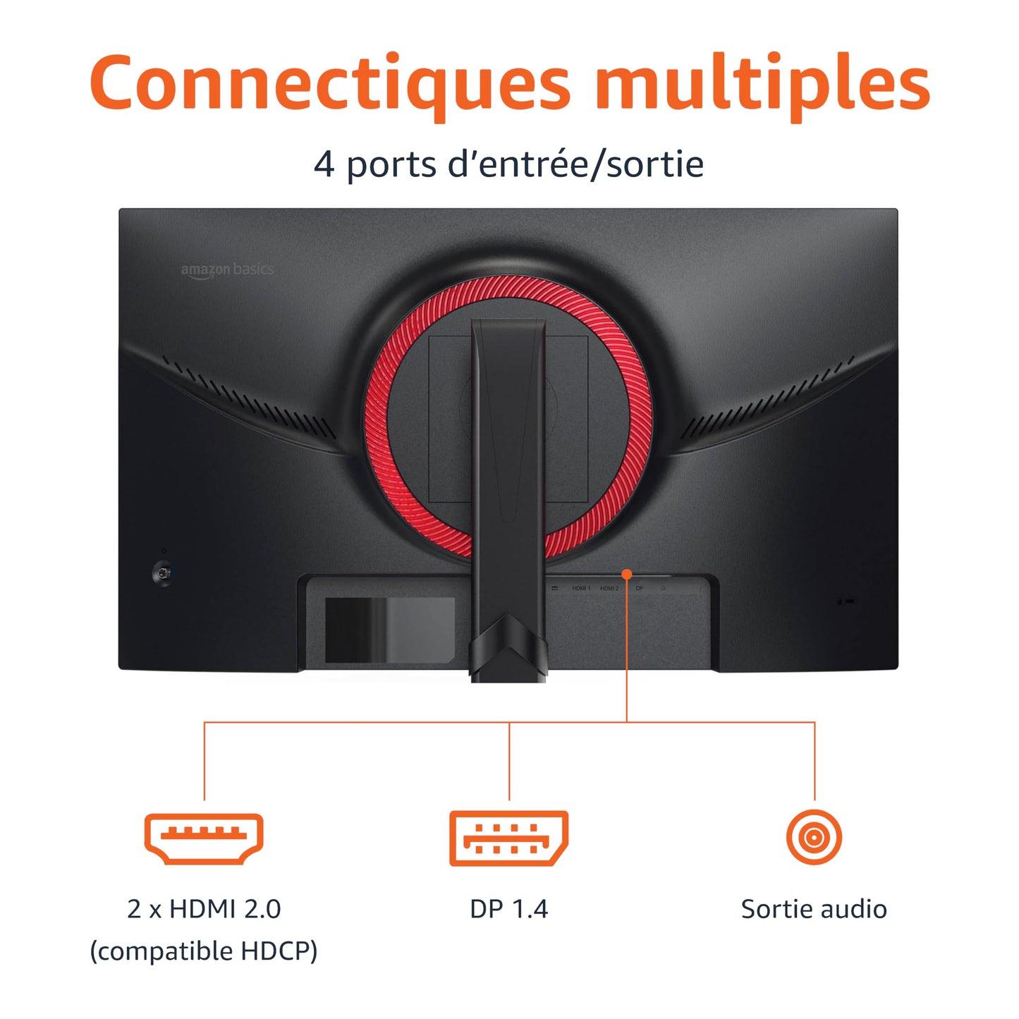 Amazon Basics Écran de gaming 27", FHD 1080p, 165 Hz, compatible VESA, Adaptive Sync, temps de réponse de 1 ms, Noir