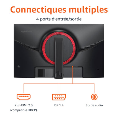 Amazon Basics Écran de gaming 27", FHD 1080p, 165 Hz, compatible VESA, Adaptive Sync, temps de réponse de 1 ms, Noir