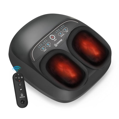 COMFIER Appareil de Massage Des Pieds, Massage Shiatsu des Pieds Avec Fonction de Chaleur, Pétrissage, Roulement et Compression d'air, Masseur de pieds électrique à 3 intensités,Jusqu'à la Pointure 46