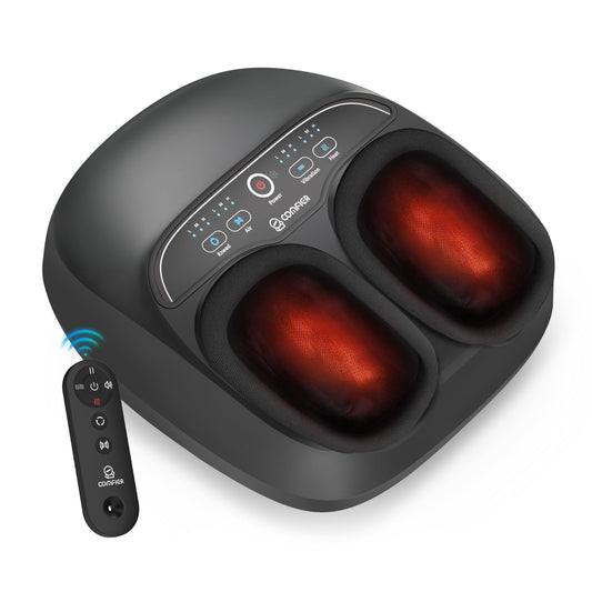 COMFIER Appareil de Massage Des Pieds, Massage Shiatsu des Pieds Avec Fonction de Chaleur, Pétrissage, Roulement et Compression d'air, Masseur de pieds électrique à 3 intensités,Jusqu'à la Pointure 46