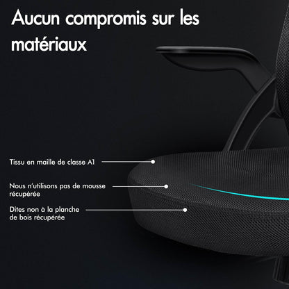 ALFORDSON Chaise de Bureau avec Support Lombaire pour Bureau à Domicile, Chaises D'ordinateur en Maille avec Appui-Tête, Accoudoir Rabattable, Chaise de Bureau Pivotante Inclinable, Noir