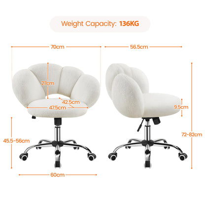 Yaheetech Office Chair, Ergonomic Swivel Chair, Cloud-Shaped Comfort Backrest, Height Adjustable, 136 kg Load, for Living Room Bedroom Office, White/Brown