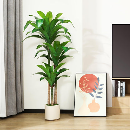 Kazeila Artificial Dragon Tree 150cm Fake Potted Plant Large Artificial Indoor Plant for Home Office Garden Decoration(1Pack)