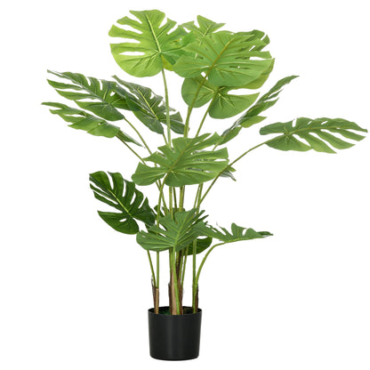 HOMCOM Plantes artificielles, Monstera Deliciosa, 120 cm de plante artificielle avec 15 branches, plante d'intérieur, arbre artificiel, plante décorative pour l'intérieur, vert