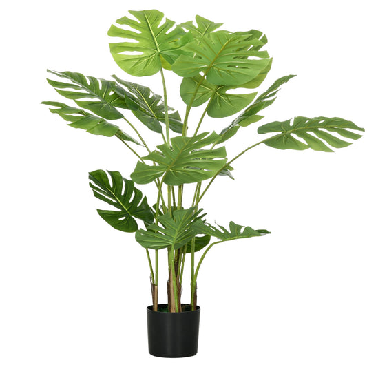 HOMCOM Plantes artificielles, Monstera Deliciosa, 120 cm de plante artificielle avec 15 branches, plante d'intérieur, arbre artificiel, plante décorative pour l'intérieur, vert