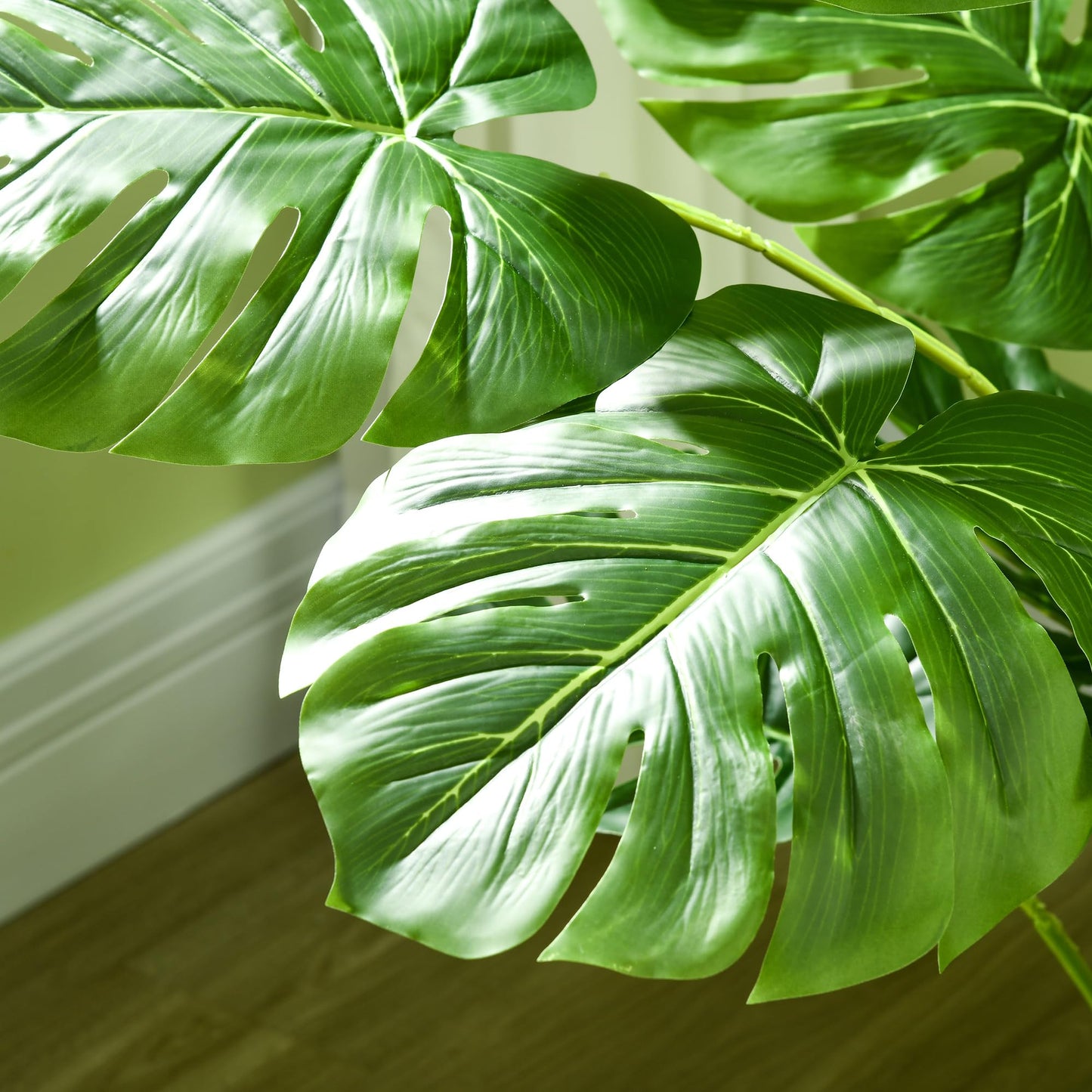 HOMCOM Plantes artificielles, Monstera Deliciosa, 120 cm de plante artificielle avec 15 branches, plante d'intérieur, arbre artificiel, plante décorative pour l'intérieur, vert