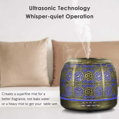 SALKING Diffuseur d'Huile Essentielle, 500ml Ultrasonique Diffuseur Huiles Essentielles Electrique, Humidificateur d'air avec 7-Couleurs Changeantes Arrêt Automatique pour Chambre/Spa/Yoga/Massage