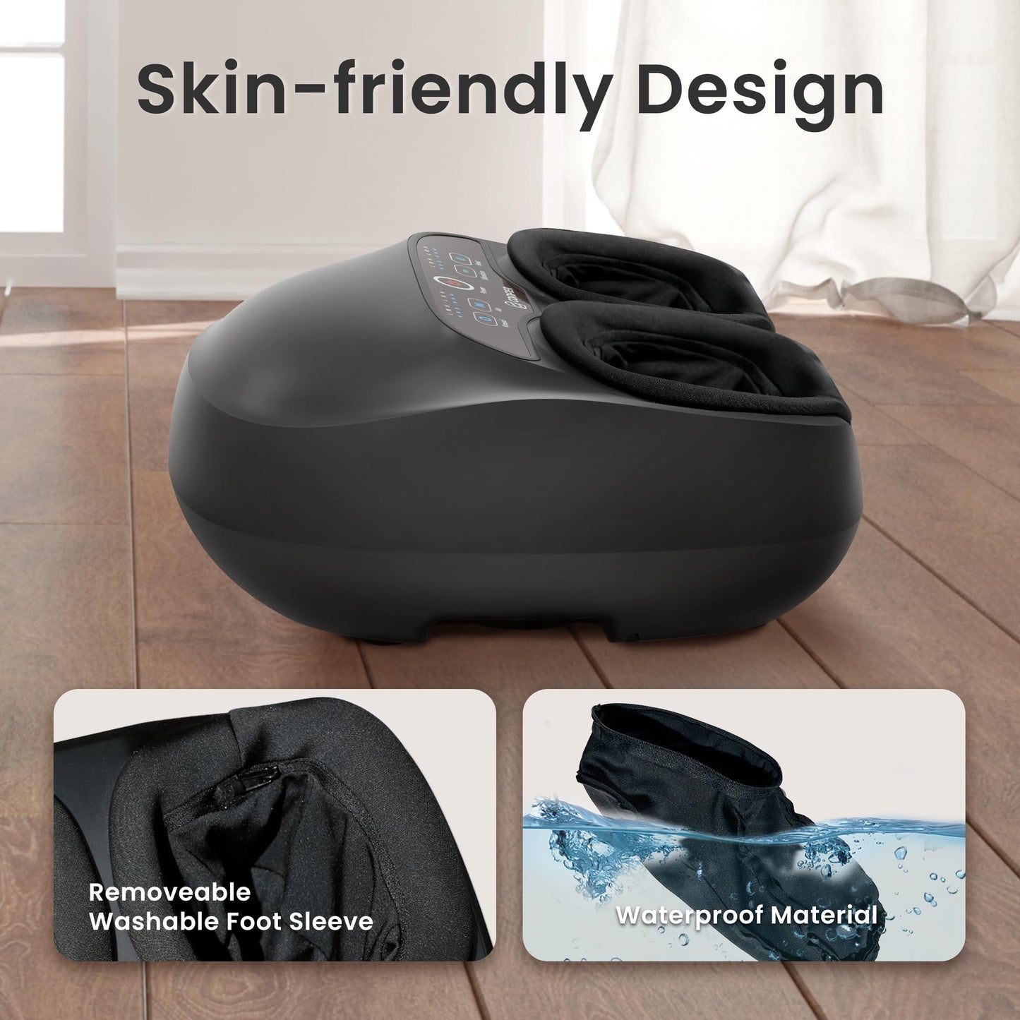COMFIER Appareil de Massage Des Pieds, Massage Shiatsu des Pieds Avec Fonction de Chaleur, Pétrissage, Roulement et Compression d'air, Masseur de pieds électrique à 3 intensités,Jusqu'à la Pointure 46