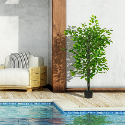 HOMCOM Arbre Artificiel Plante Artificielle ficus H.1,35 m Tronc Branches Liane Lichen Feuilles Grand réalisme Pot Inclus