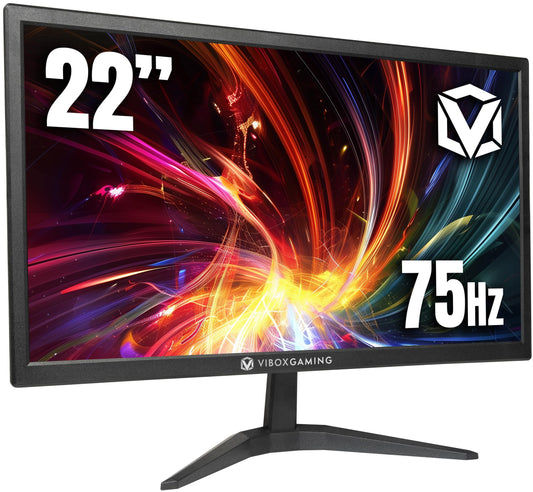 VIBOX Écran PC 21.5 Pouces, Moniteur de Bureau 75Hz, Faible lumière Bleue, Confort des Yeux, VGA et HDMI, Noir