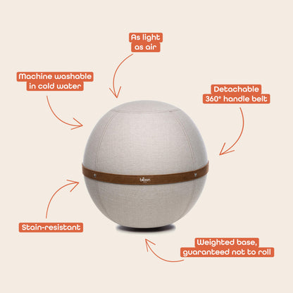 Bloon Siège Ballon Bureau Ergonomique 55 cm | Anti Mal de Dos, Anti-dérapant, Anti-tâches & Ultra-résistant | Fait à la Main au Portugal | Couleur Trufa