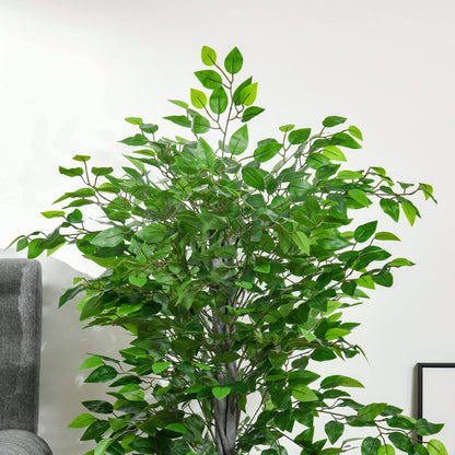 HOMCOM Arbre Artificiel Plante Artificielle ficus H.1,35 m Tronc Branches Liane Lichen Feuilles Grand réalisme Pot Inclus