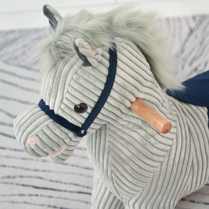HOMCOM Cheval à Bascule pour Enfant, Jouet à Bascule en Peluche, en Forme de Cheval, à Effets sonores, avec poignées, pédale, pour 36-72 Mois, 73L x 35l x 64H cm, Gris et Blanc