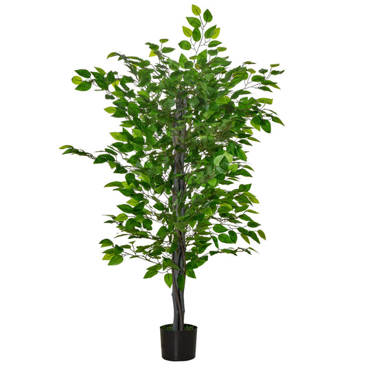 HOMCOM Arbre Artificiel Plante Artificielle ficus H.1,35 m Tronc Branches Liane Lichen Feuilles Grand réalisme Pot Inclus
