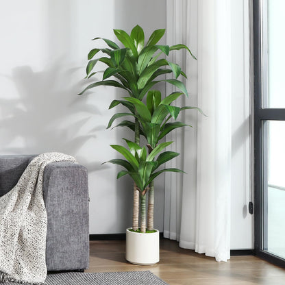 Kazeila Artificial Dragon Tree 150cm Fake Potted Plant Large Artificial Indoor Plant for Home Office Garden Decoration(1Pack)