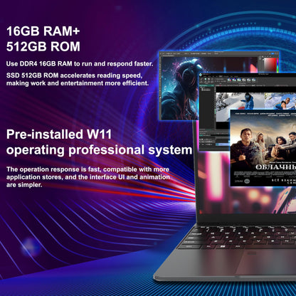 15,6 " Ordinateur portable - 16 Go de RAM 512 Go SSD, pc portable Quad Core N95, Le soutien ordinateur portable Touch ID, WiFi, BT4.2, rétroéclairage du clavier, adapté aux étudiants/entreprises