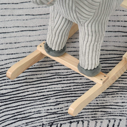 HOMCOM Cheval à Bascule pour Enfant, Jouet à Bascule en Peluche, en Forme de Cheval, à Effets sonores, avec poignées, pédale, pour 36-72 Mois, 73L x 35l x 64H cm, Gris et Blanc