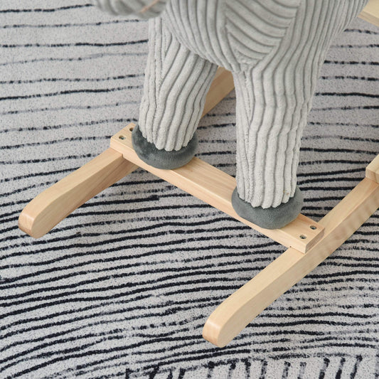 HOMCOM Cheval à Bascule pour Enfant, Jouet à Bascule en Peluche, en Forme de Cheval, à Effets sonores, avec poignées, pédale, pour 36-72 Mois, 73L x 35l x 64H cm, Gris et Blanc